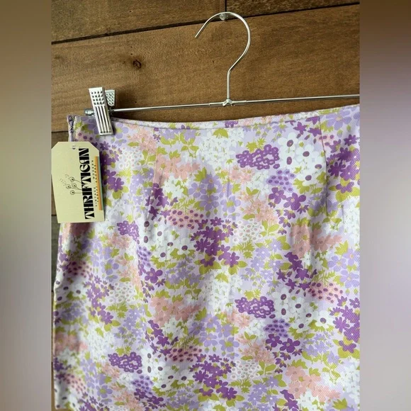 Vintage Y2K Purple Floral Mini Skirt Fairycore Cottagecore Low Rise - Picture 9 of 12